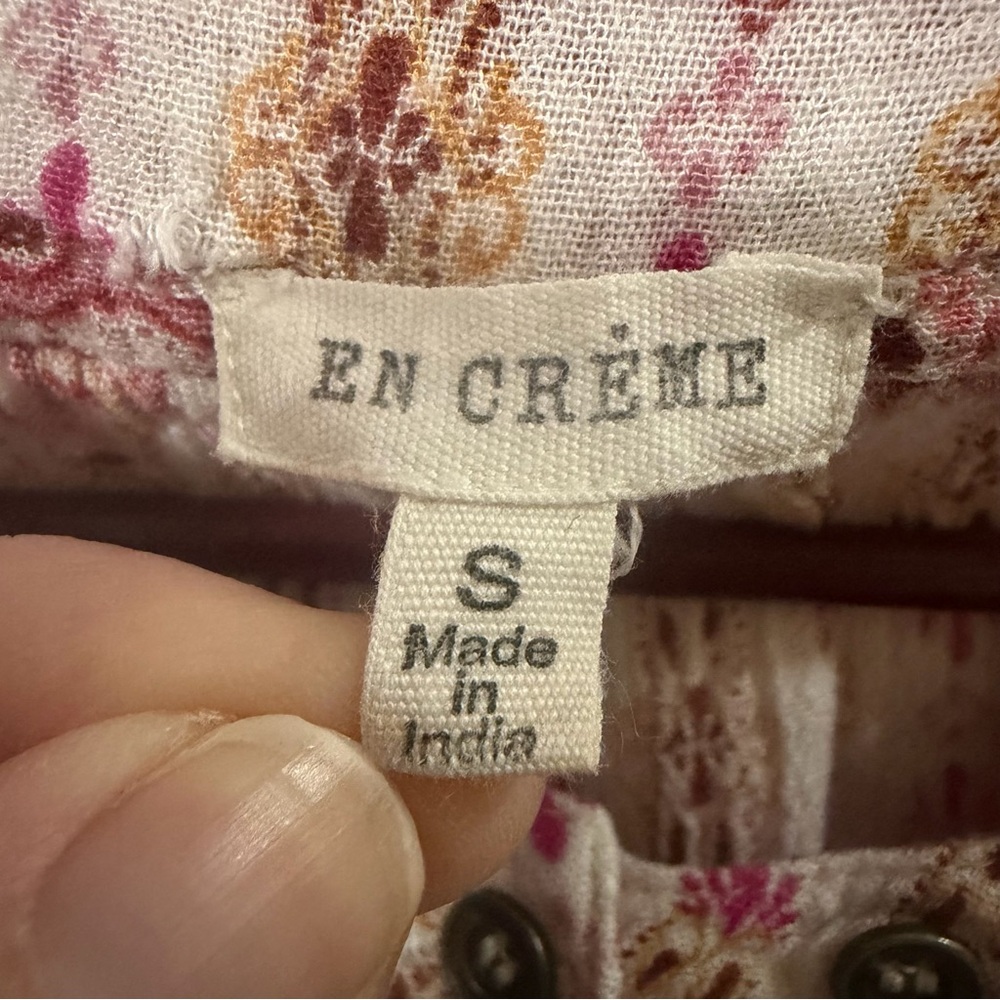 En Creme Women's Boho Floral Peasant Blouse Size Small Pink Long Sleeve‎ - Picture 2 of 7
